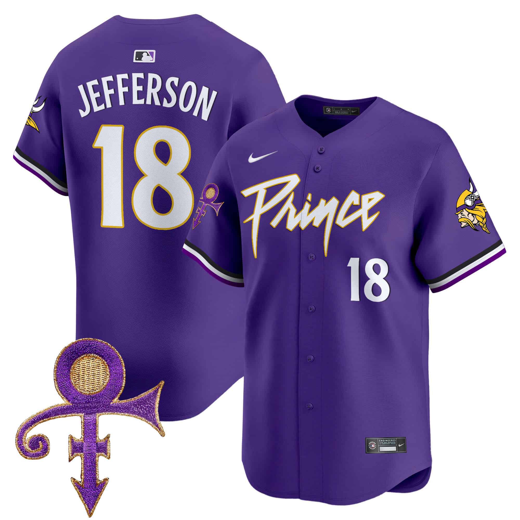 Men Minnesota Vikings #18 Jefferson Purple 2024 Nike Prince Patch Vapor Premier Limited NFL Jersey